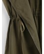  Drawstring Buttoned Tabs Zip Up Longline Waistcoat - Army Green S