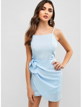 Overlap Knotted Cami Dress - Blue S