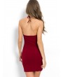 Halter Neck Plain Bodycon Dress - Red Wine S