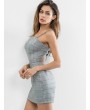 Knotted Back Checked Cami Dress - Blue Gray M