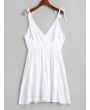 Open Back Tied Straps Surplice Mini Dress - White S