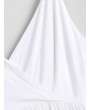 Open Back Tied Straps Surplice Mini Dress - White S