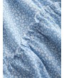 Smocked Printed Sleeveless A Line Dress - Light Blue S