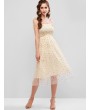 Dots Embroidered Tied Straps Smocked Gauze Dress - Multi S