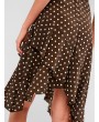 Ruffles Polka Dot Asymmetric Belted Cami Dress - Coffee S