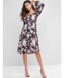 Smocked Buttoned Floral Long Sleeve Dress - Multi-a S
