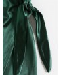  Satin Bodycon Wrap Dress - Deep Green S