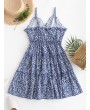 Empire Waist Tiny Floral Flared Cami Dress - Blue Xl