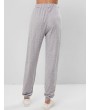  Faux Pearls Beading High Waisted Jogger Pants - Light Gray S
