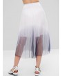  Ombre Layered Tulle Full Midi Skirt - White M