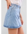 A Line Zip Fly Short Denim Skirt - Denim Blue S