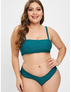  Lattice High Leg Plus Size Bikini Set - Dark Green 3x
