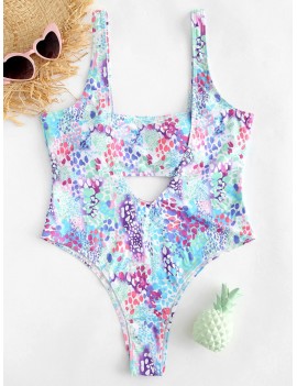 Plus Size Colored Spot Suspender Bikini Set - Multi 1x