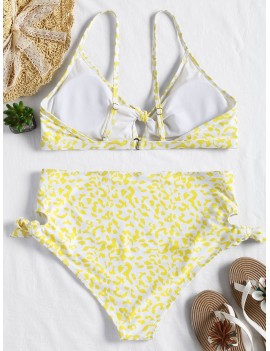 Plus Size Knot High Waisted Bikini - Yellow 3x