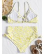 Plus Size Knot High Waisted Bikini - Yellow 3x