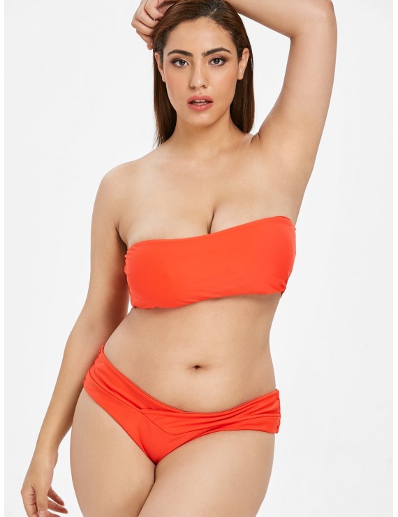  Bandeau Plus Size Bikini Set - Bright Orange 2x