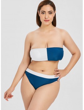  Plus Size Two Tone Bandeau Bikini - Multi 2x