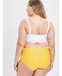 Padded Plus Size High Waisted Bikini Set - Bee Yellow L