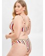  Colorful Striped Plus Size Bikini Set - Multi 1x