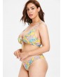  Plus Size Knotted Flower Bikini Set - Bright Yellow 2x