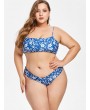  Floral Faux Denim Plus Size Bikini Set - Blue 3x