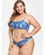  Floral Faux Denim Plus Size Bikini Set - Blue 3x