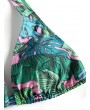 Leaf Print Tie Side Plus Size Bikini Swimwear - Green 4xl