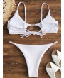  Ribbed Braided Cut Out Bikini Set - White M