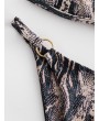  Snake Print O-ring String Bikini Swimsuit - Multi-a S