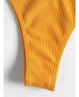  Ribbed High Leg Bikini Set - Bright Yellow S