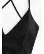  Crisscross Lace-up Cropped Bikini Top - Black S