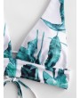  Palm Leaf Tie Tropical Bikini Top - White M