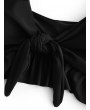  Ruffle Tie Front Plunging Bikini Top - Black S