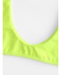  Scoop Sporty Cropped Bikini Top - Green Yellow S