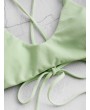  Textured Criss Cross Padded Bikini Top - Mint Green S
