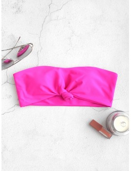  Knot Hem Bandeau Bikini Top - Hot Pink S