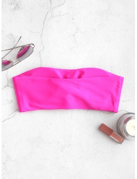  Knot Hem Bandeau Bikini Top - Hot Pink S