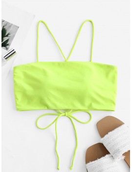  Lace Up Cami Padded Bikini Top - Chartreuse L