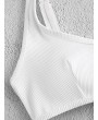  V-wired Textured Ribbed Bikini Top - White M