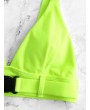  Push Buckle Neon Plunging Bikini Top - Green Yellow S