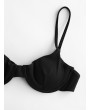  Ribbed Underwire Balconette Bikini Top - Black S