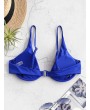  Plunge Underwire Push Up Bikini Top - Blueberry Blue S
