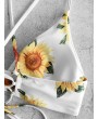  Crisscross Lace-up Sunflower Bikini Top - White S
