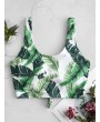  Palm Leaf Knot Cropped Bikini Top - Green Peas M