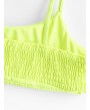  Smocked Bralette Bikini Top - Green Yellow S