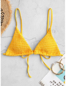  Shirred Cami Padded Bikini Top - Bee Yellow M