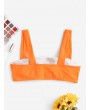  Wide Straps Neon Bikini Top - Mango Orange S