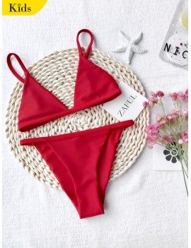 Girls Kids String Bikini Set - Red 5t