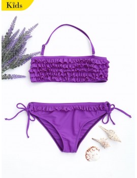 Ruffles Tiered Kids String Bikini - Purple 5t